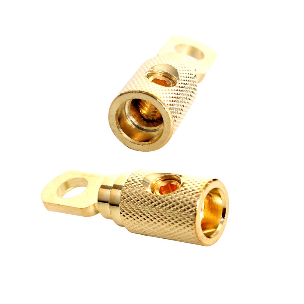 Car Audio Battery Terminal Connector Pure Brass Gold Plated 4 Gauge Car Audio Amp Input Reducers For 4 6 Gauge Wire 2Pcs