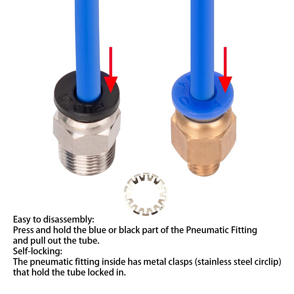 Aokin 2 Pcs Pc4 M6 Pneumatic Fitting And 2 Pcs Pc4 M10 Pneumatic Fitting For Creality Ender 3/3 Pro/3 V2, Ender 5/5 Pro/5 Plus,