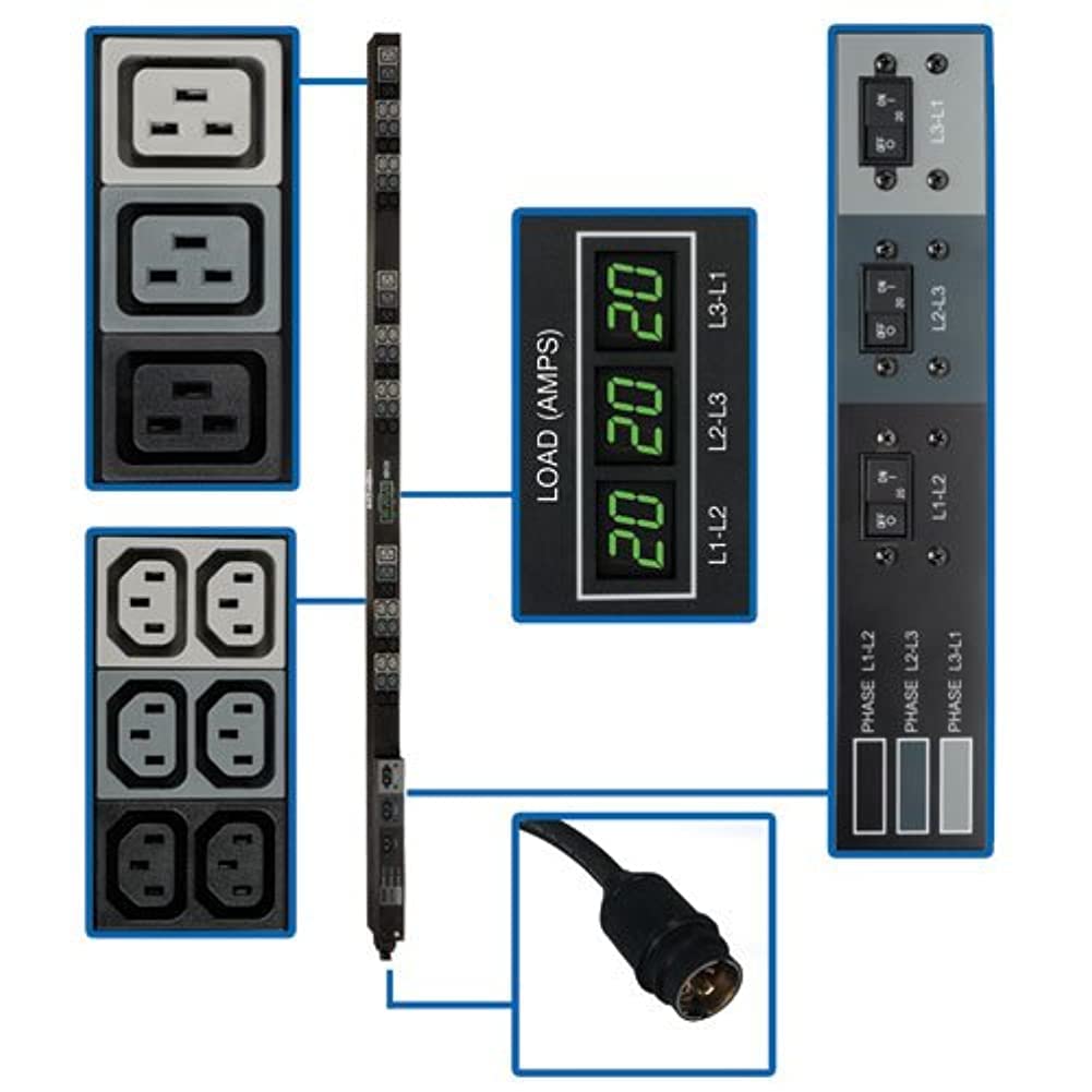 Tripp Lite Pdu3Mv6H50 Pdu,3 Phase,Metered,12.6Kw,45 C13/C19,0U