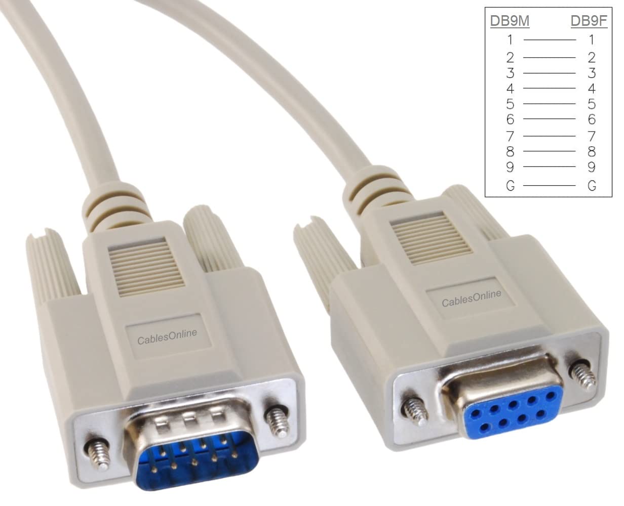 Cablesonline 100Ft Db9 Serial Male To Female 9-Wire Straight Thru Extension Cable (S-3100)
