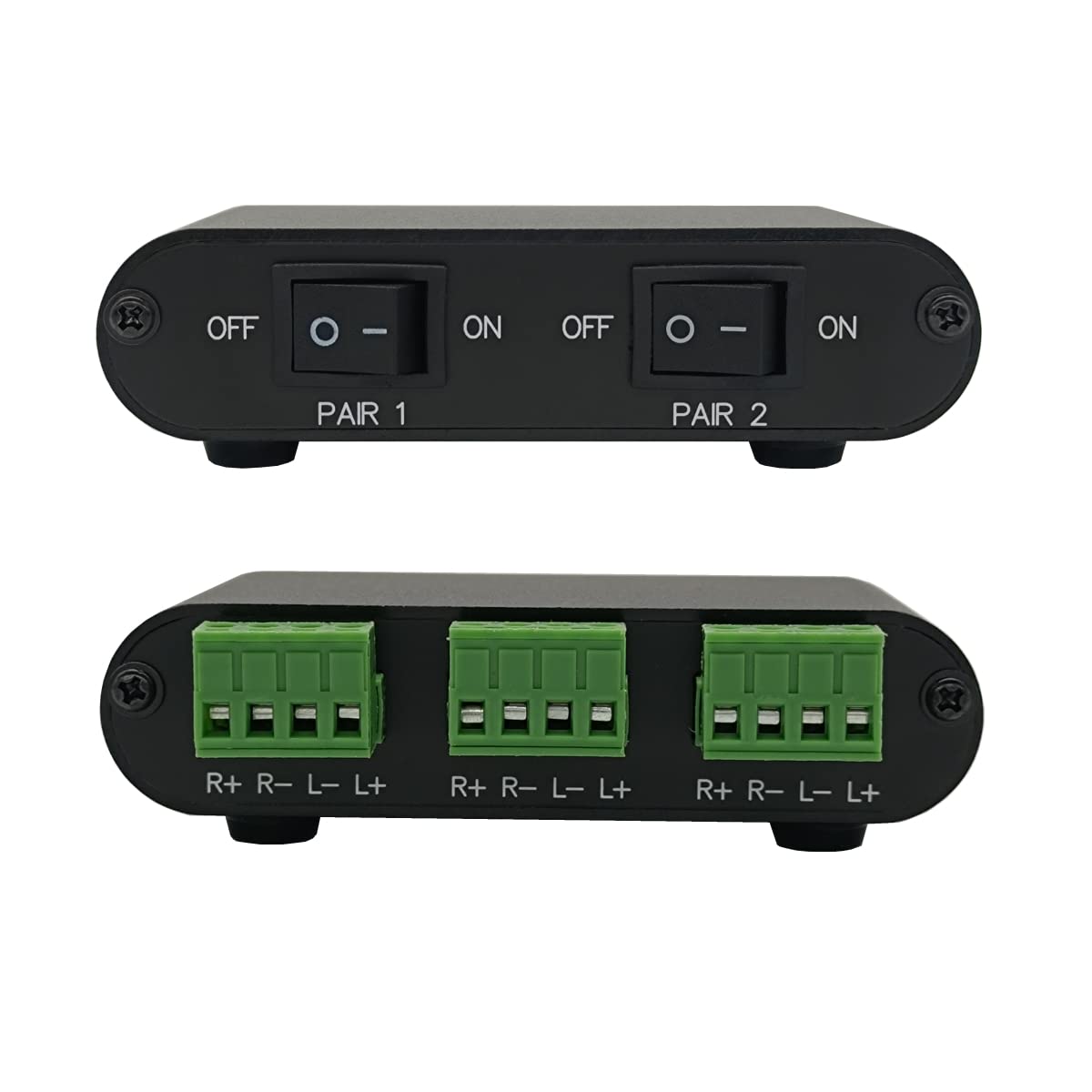 Tenealay 2 Way Audio Stereo Speaker Selector Switcher Box, Combiner Multi Zone A B Speaker Switch Distribution Controller Box   