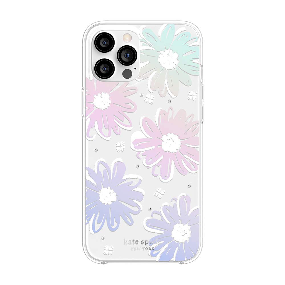 Kate Spade New York Protective Hardshell Case Compatible With Iphone 12 Pro Max   Daisy Iridescent Foil/White/Clear/Gems