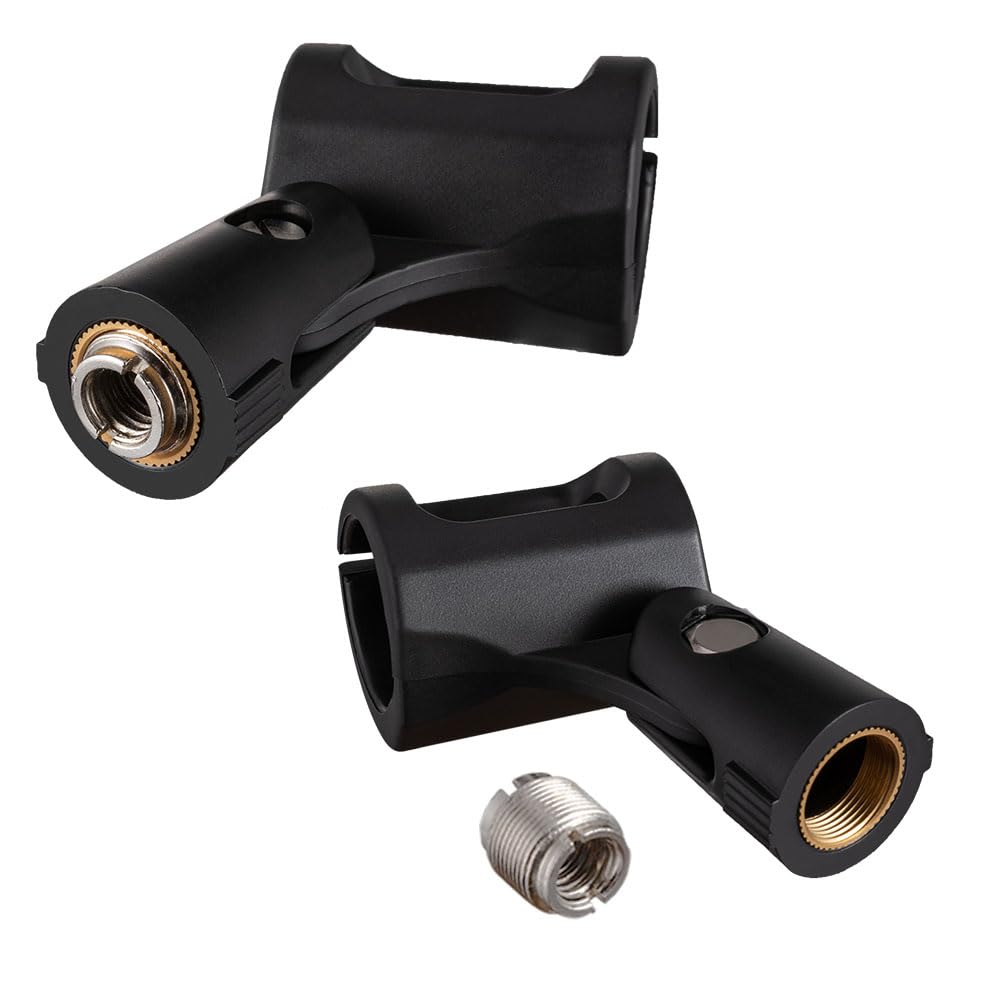 2-Pack LYRCRO Microphone Clip with 5/8 Male to 3/8 Female Adapter for Handheld Microphones Such as Shure Sm57 Sm58 AKG D5 SENNHE