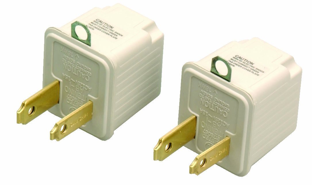 Coleman Cable 9901 3 Prong To 2 Prong Adapter, Grounding Outlet Converter, 2 Pack