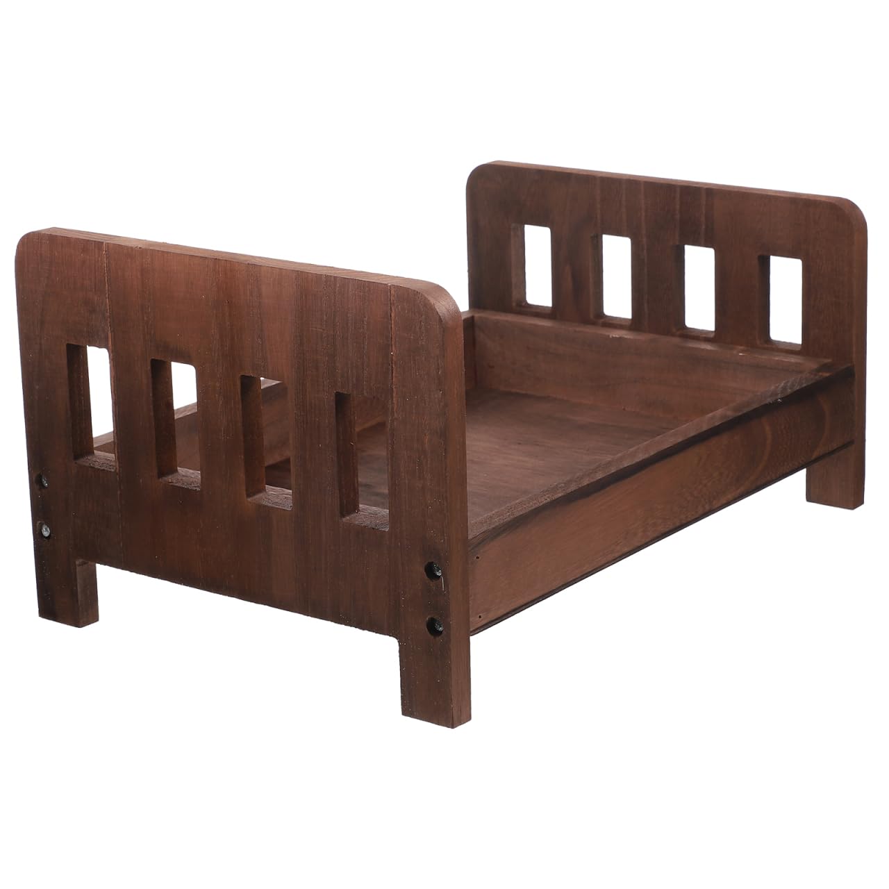 Mikikit Newborn Props Newborn Photography Bed Wood Bed Photoshoot Props Mini Doll Bed for Coffee Kids Decor