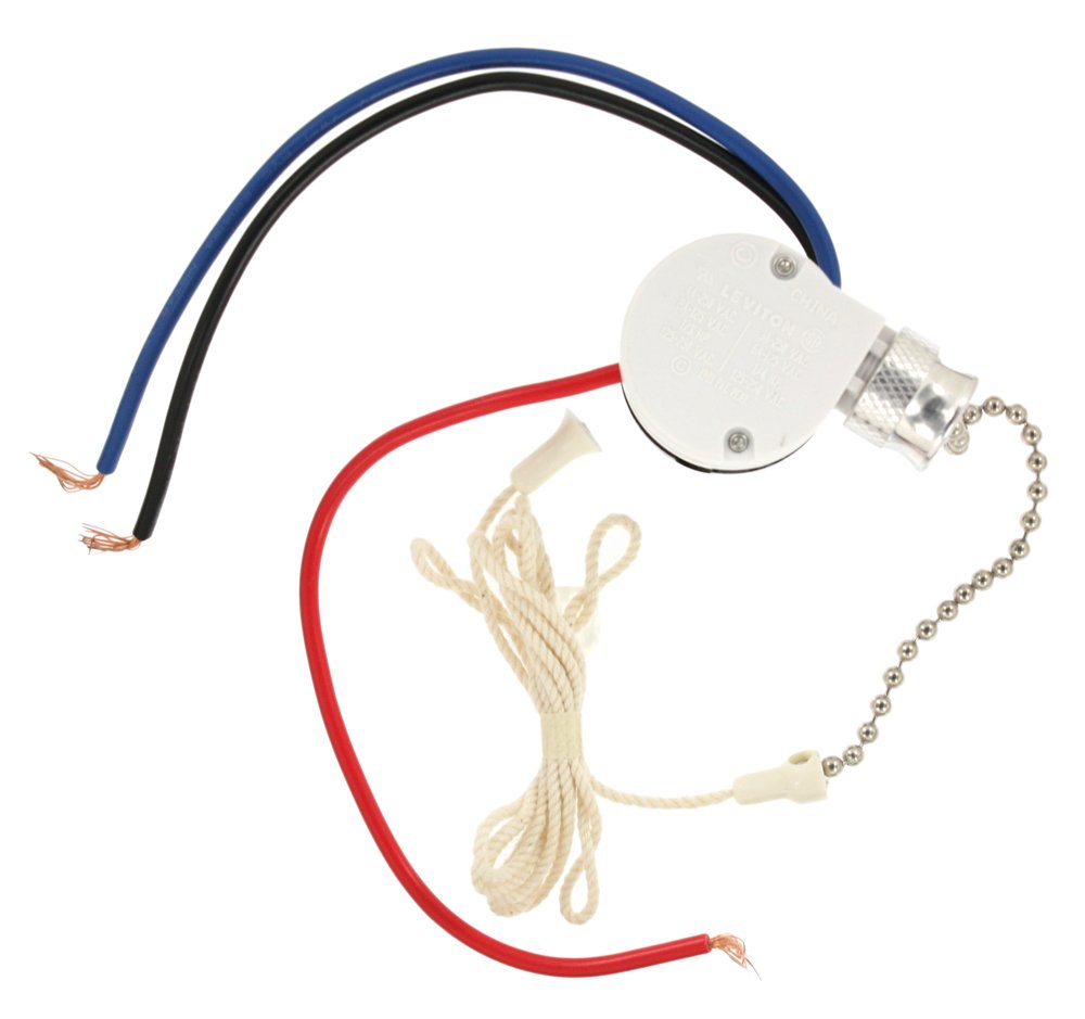 Leviton 1691 50 Pull Chain Switch, Three Speed, Four Position, White