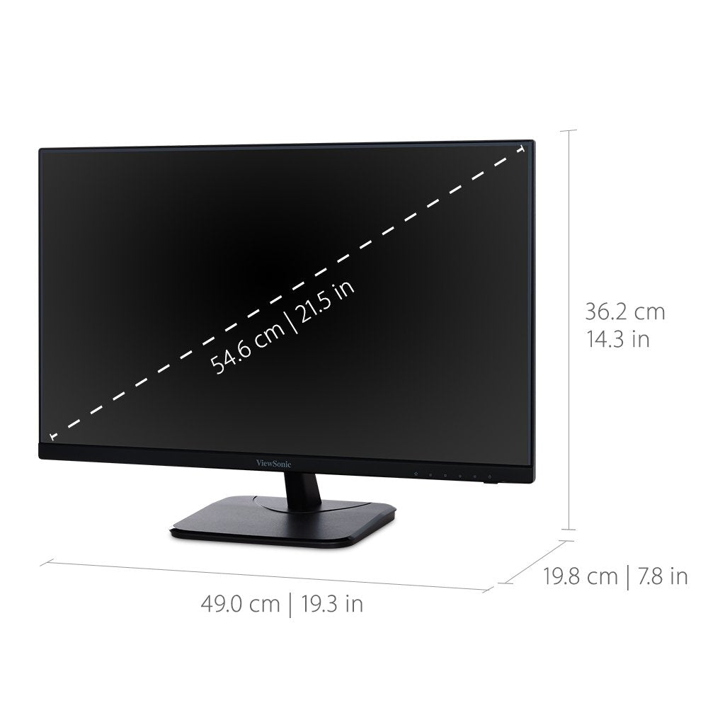 Viewsonic Va2256 Mhd 22 Inch Ips 1080P Monitor With Ultra Thin Bezels, Hdmi, Displayport And Vga Inputs For Home And Office, Blu