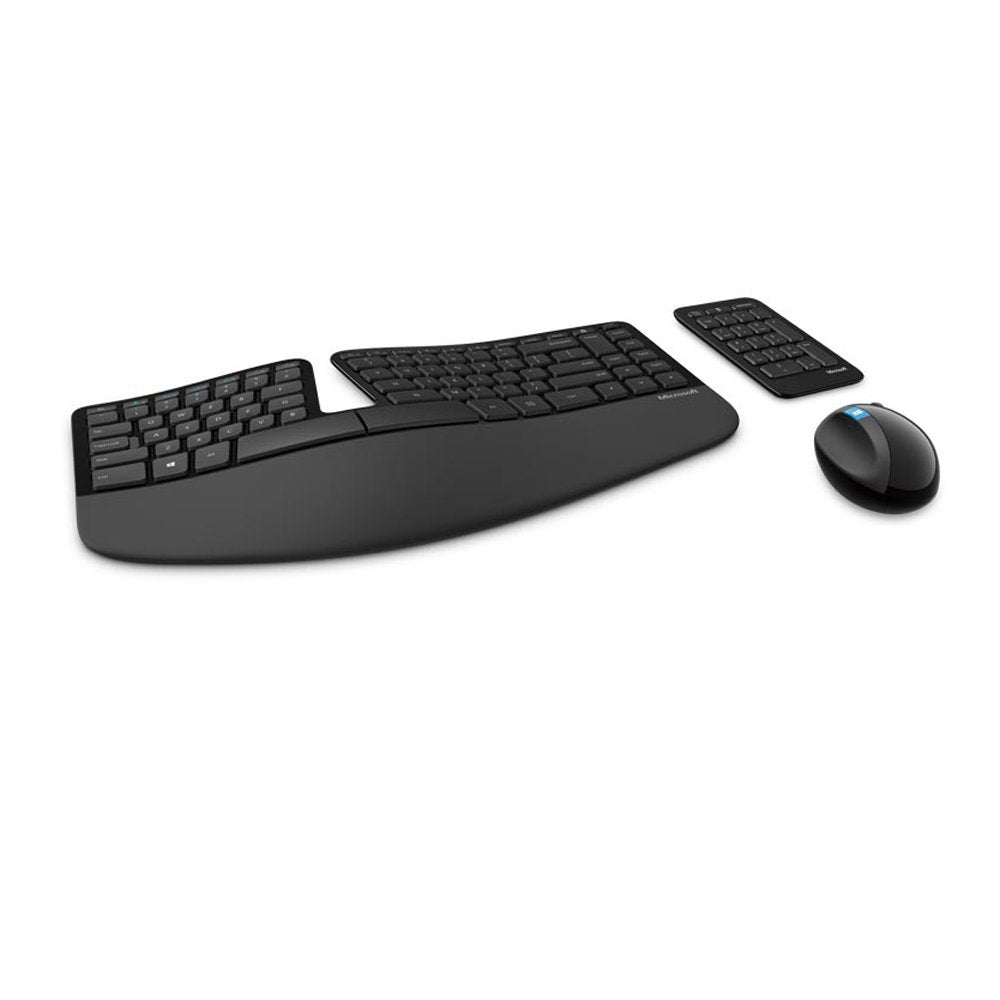 Microsoft Sculpt Ergonomic Wireless Desktop Keyboard And Mouse   Black Wireless , Comfortable, Ergonomic Keyboard And Mouse Comb