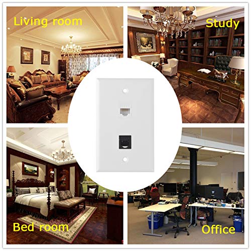 Ethernet Phone Wall Plate   1 Port Cat6 Keystone Female To Female, 1 Port Rj11/Rj12 Cat3 Keystone Female To Female Wall Plate