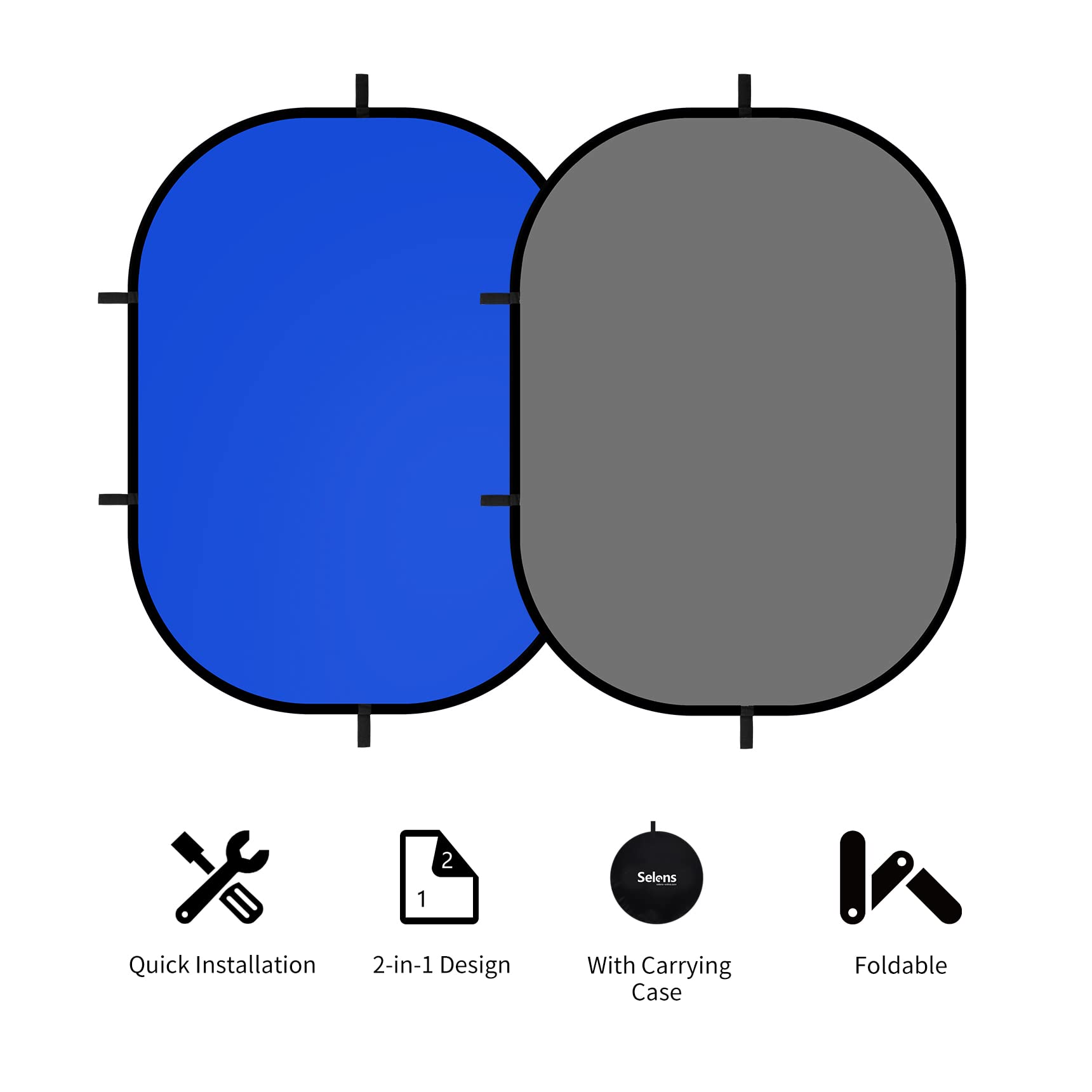 Selens Collapsible Backdrop 59X78.7Inches Pop Up Blue Grey Background With Carrying Bag For Youtube Streaming Photo Studio Portr