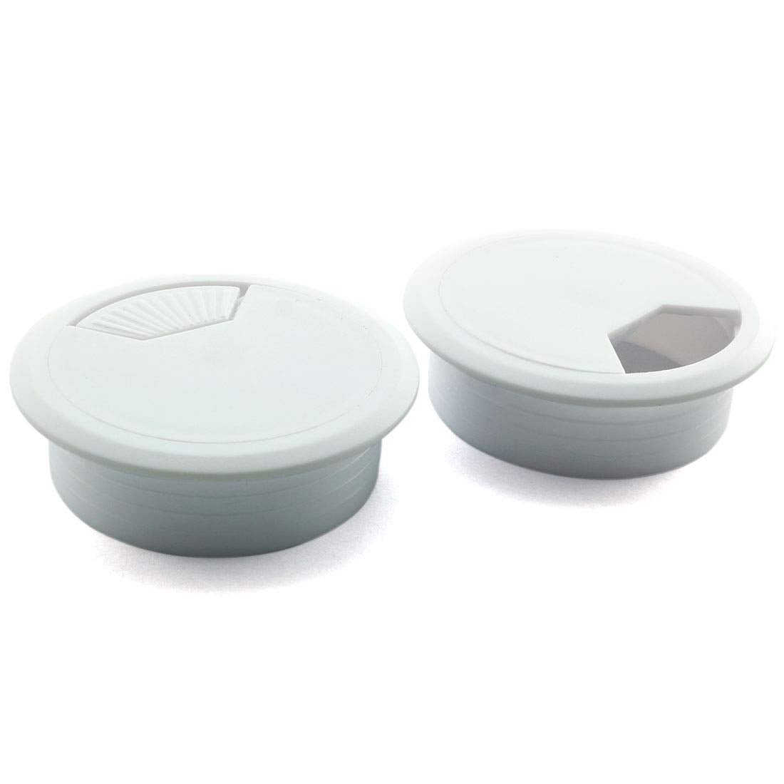Hj Garden 2Pcs 2Inch Desk Wire Cord Cable Grommets Hole Cover For Office Pc Desk Cable Cord Organizer Plastic Cover White