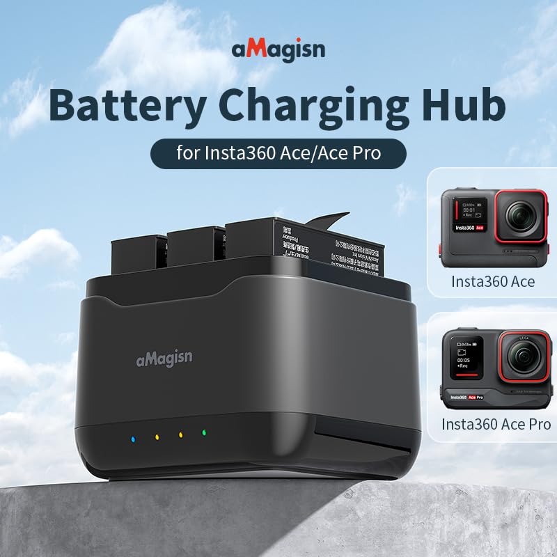 Rszfnjxry Fast Charger Hub For Insta360 Ace Pro/Ace,Fast Portable 3 Channel Battery Charging Storage Station