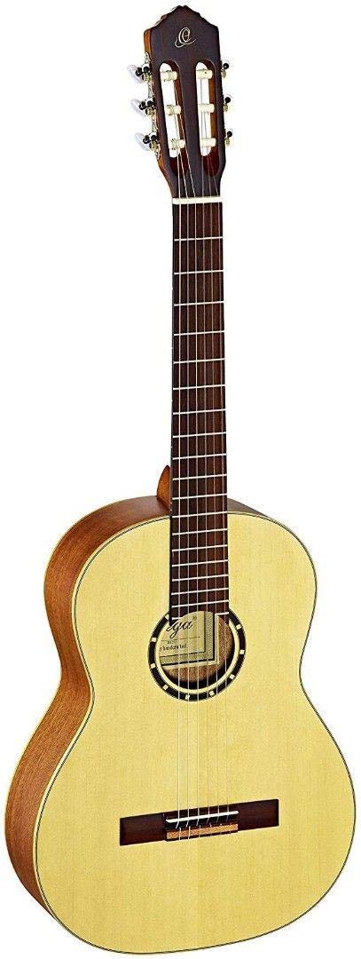 Ortega Guitars 6 String Family Series 7/8 Size Nylon Classical Guitar w/Bag, Right, Spruce Top-Natural-Satin, (R121-7/8)