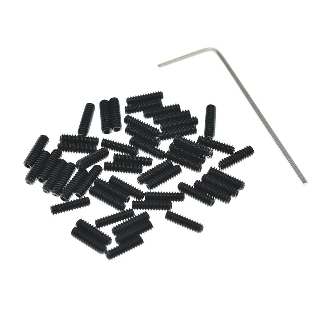 Kaish 50X Metric M3X10 Black Guitar Bridge Saddle Height Adjustment Screws For Stratocaster/Telecaster