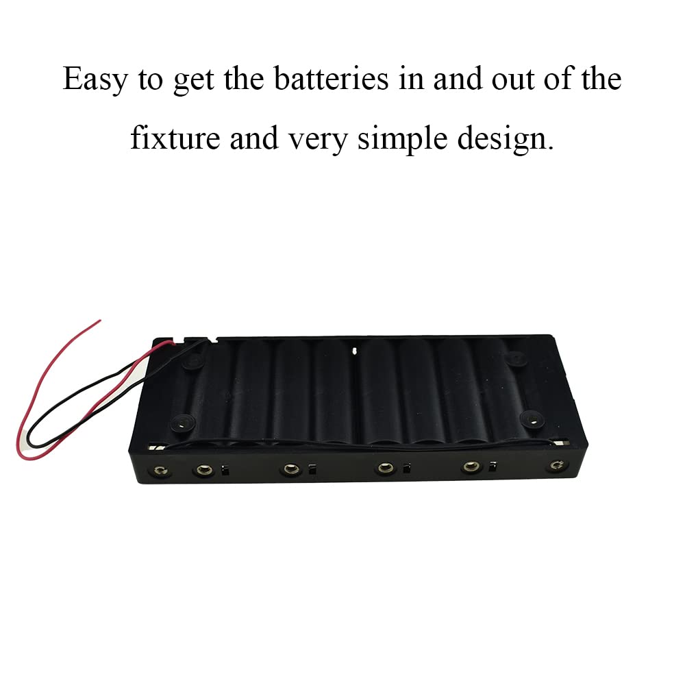 Hahiyo 15V 10Aa Battery Holder Bundle Series With Wire Sturdy Clapm Flexible Springs Contact Build In Harnesses Batteries Black