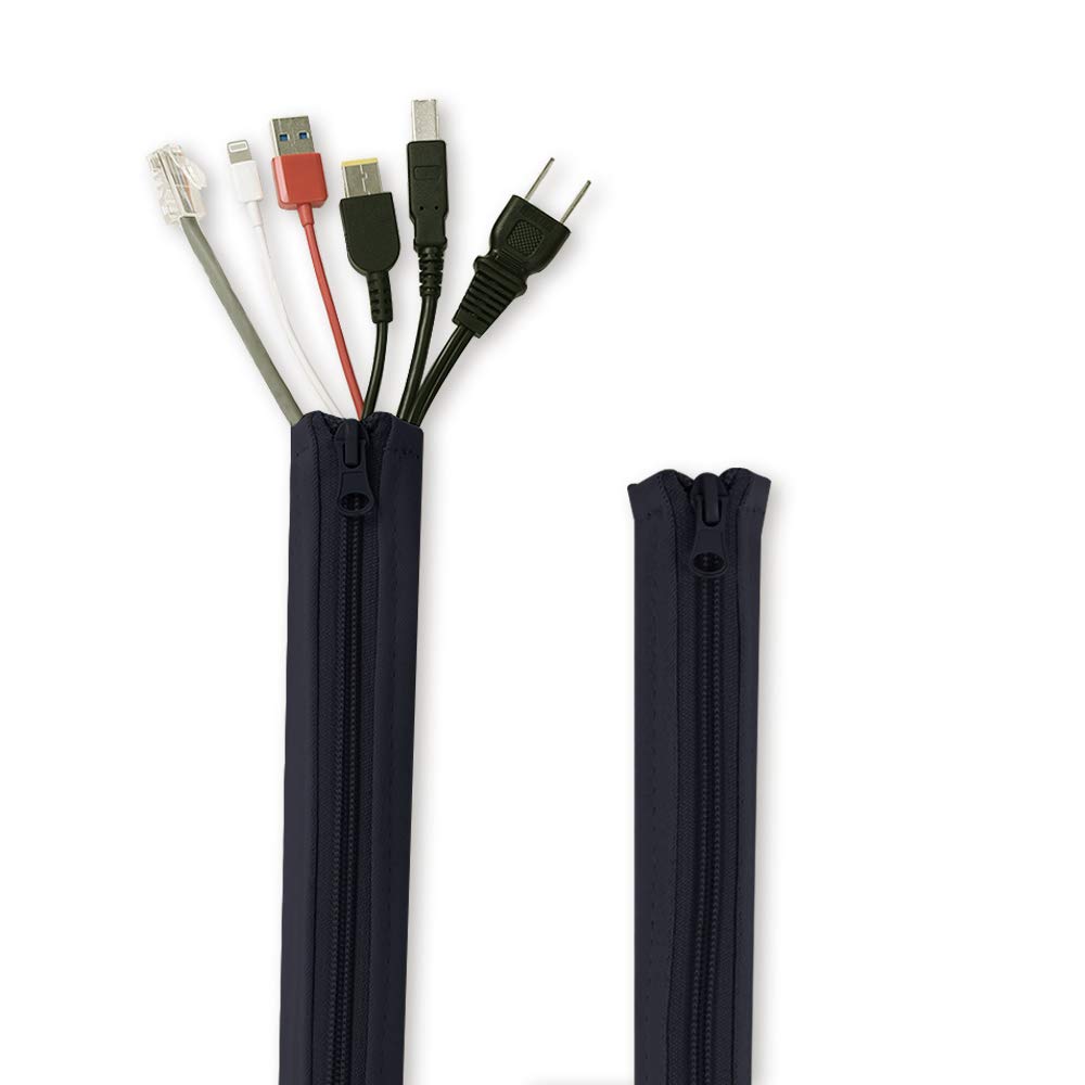 Computer Cord Management Sleeve System   Adjustable Cord Sleeves Wire Cover Concealer Wrap With Zipper, Durable Tidy Cord Keeper