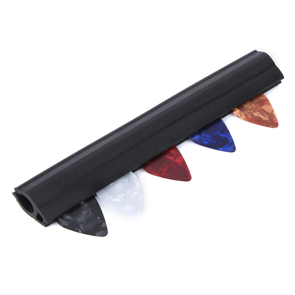 Guitar Picks Holder Clamp Clip Rubber Microphone Stand Pickholder With 5Pcs Picks For Guitar Accessory