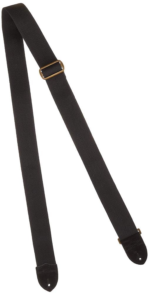 Fender Cotton/Leather Guitar Strap, 2in, Black