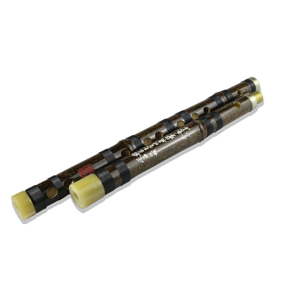 D Key Dizi Black Bamboo Flute With Free Membrane & Glue & Protector Set Traditional Chinese Instrument (Key Of D/Black Bamboo)