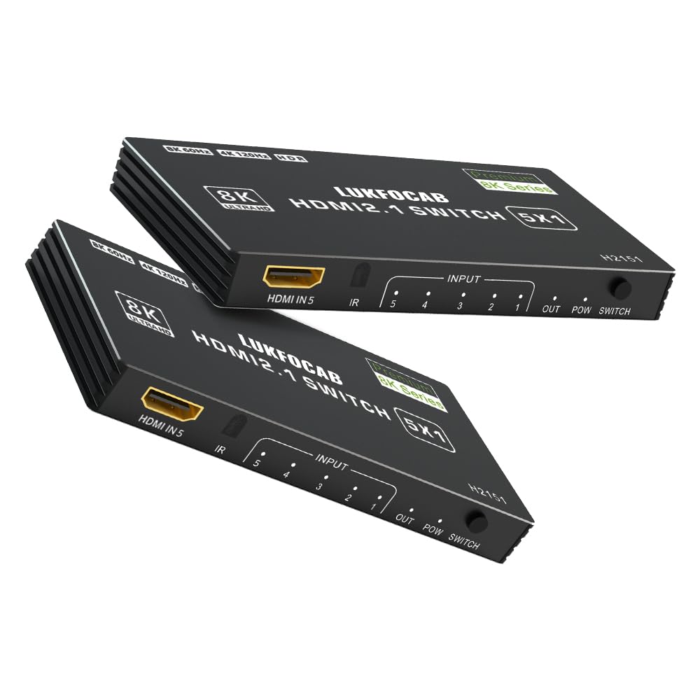 Hdmi 2.1 Switch 5 In 1 Out 8K 60Hz, 5 Port Hdmi Switcher Selector Box With Remote, 4K@120Hz Hdmi Switch 5X1 Support 48Gbps, Hdr 