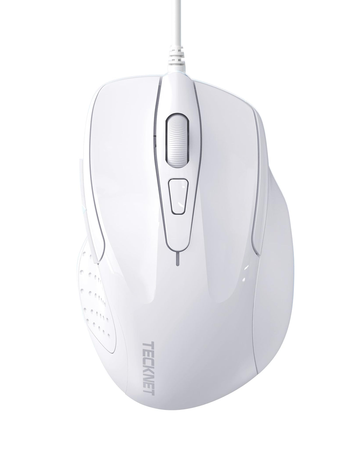 Tecknet Usb Wired Mouse, 6-Button Corded Mouse With 4 Adjustable Dpi, Optical Computer Mouse With Ergonomic Design And 5Ft Cord For Laptop, Chromebook, Pc, Desktop, Mac, Notebook-Lt.White