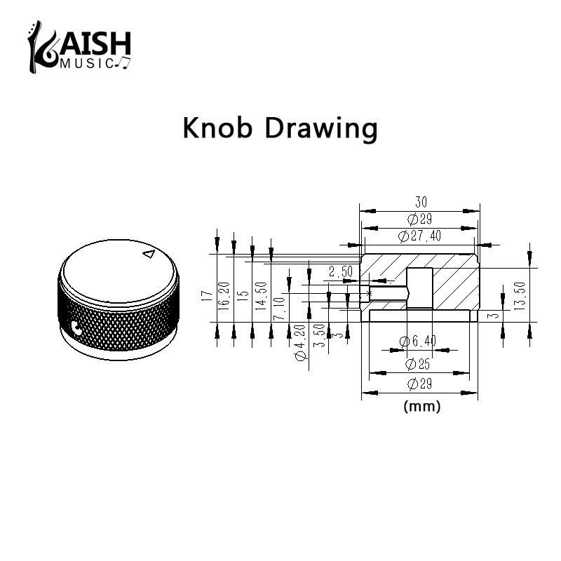 Kaish 2-Pack 1-3/16(30Mm) Diam. Aluminium Potentiometer Knobs 1/4 Universal Metal Pot Knobs With Indicator And Set Screw For Amp