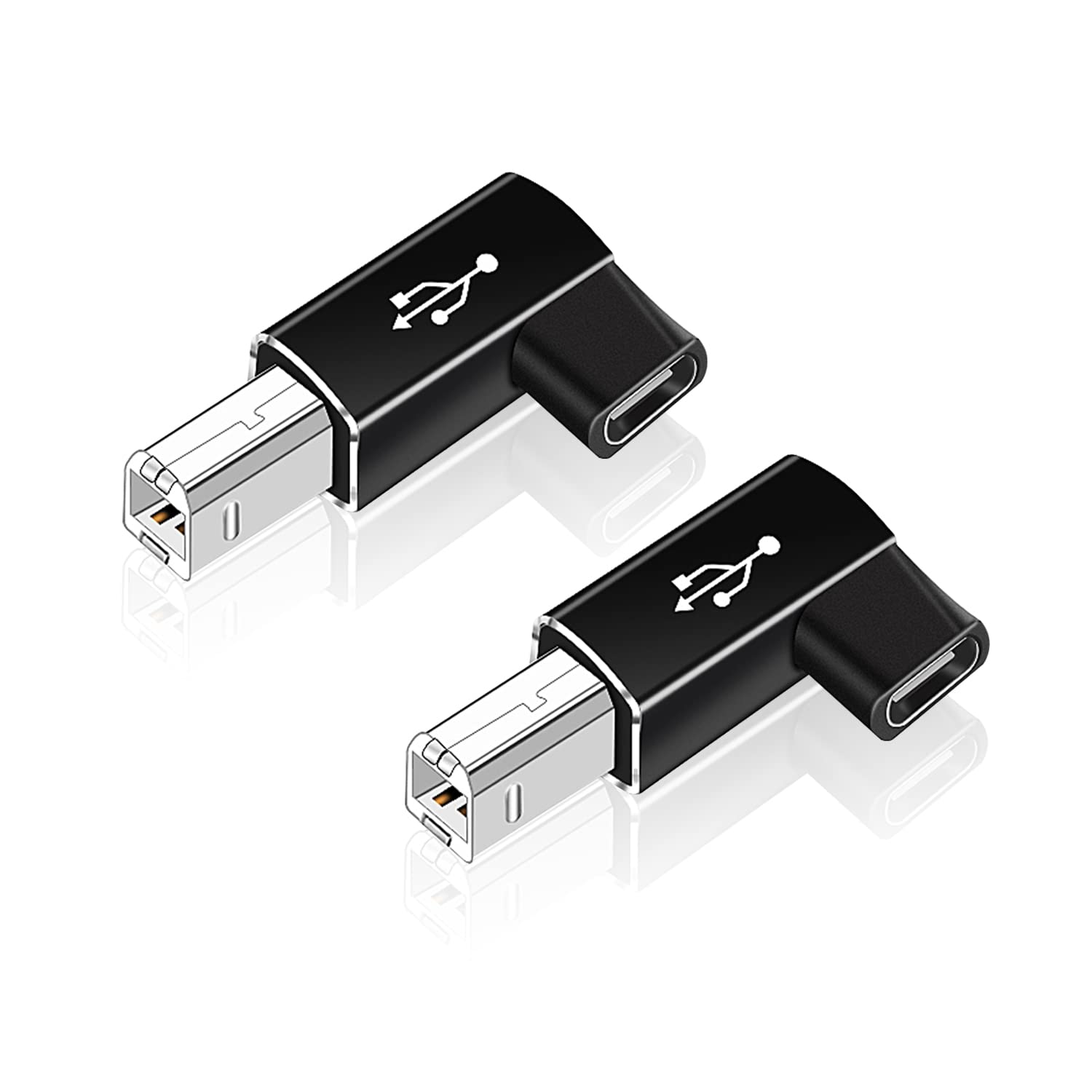 Areme 2 Pack Usb B To Usb C Adapter, 90 Degree Right Angle Type C Female To Midi Converter Compatible With Printer, Electric Pia