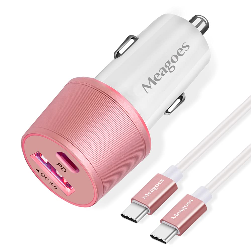 Meagoes Usb C Car Charger, 48W 2 Port Fast Charging Adapter With Pd&Qc3.0 Compatible For Iphone 16/15 Pro Max/Samsung Galaxy S24