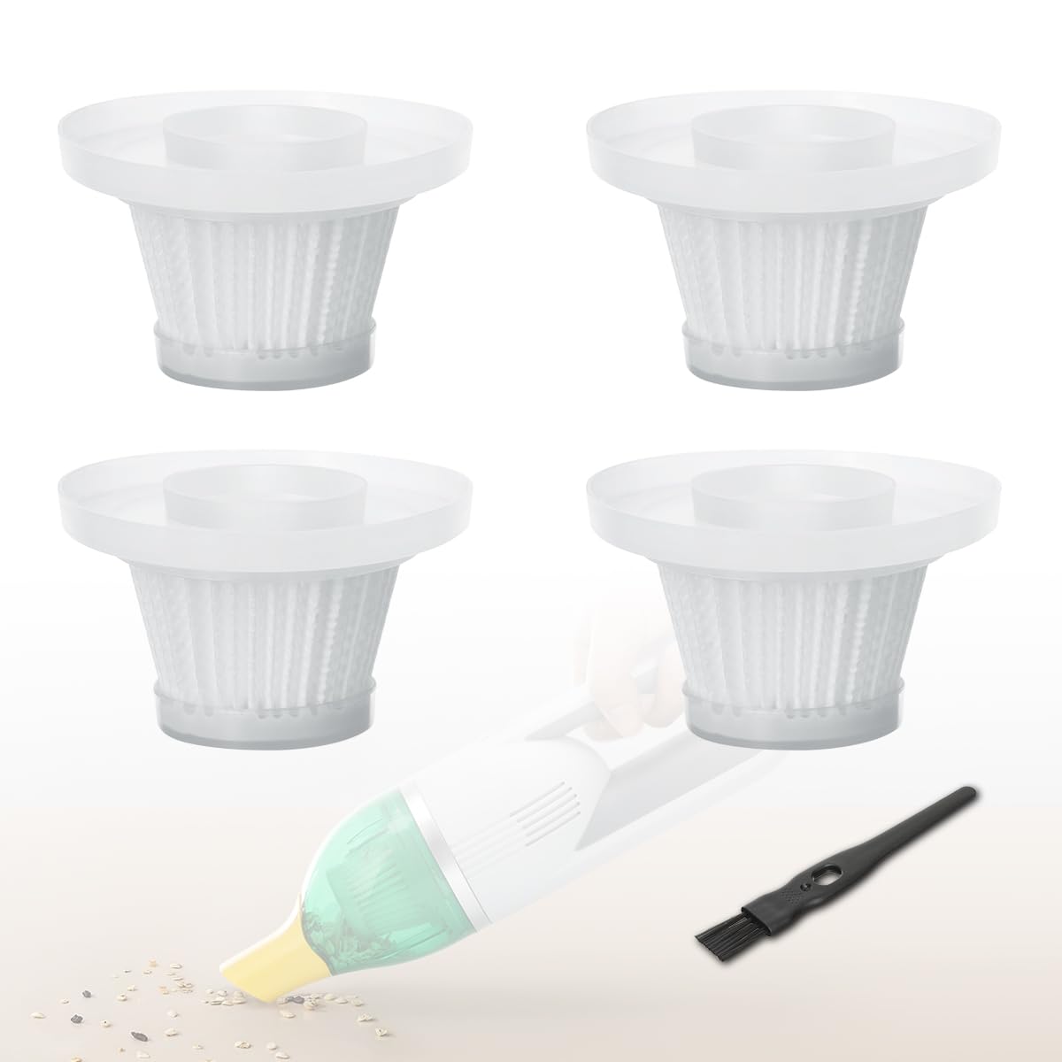 Lanmu 4 Pack Replacement Filter Compatible With Horsepower Duck Compact Cordless Vacuum Cleaner As Seen On Tv, Washable Filter V