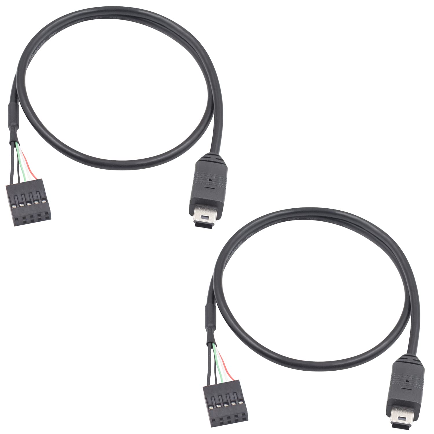 Duttek Mini USB to Motherboard Cable 1.65FT/50CM, Mini USB Male to 9pin Female Cable forcomputer motherboards 2pack