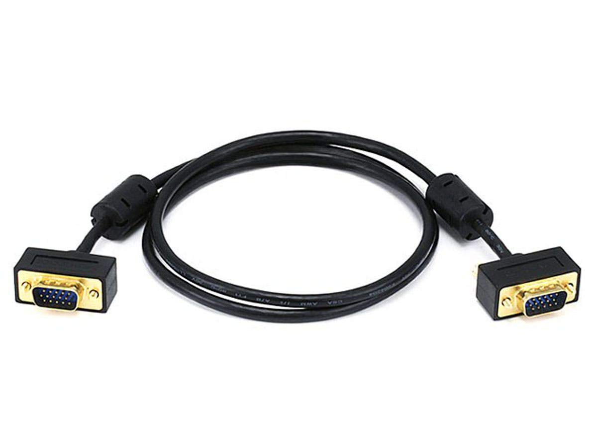 Monoprice 3Ft Ultra Slim Svga Super Vga 30/32Awg M/M Monitor Cable W/ Ferrites (Gold Plated Connector)