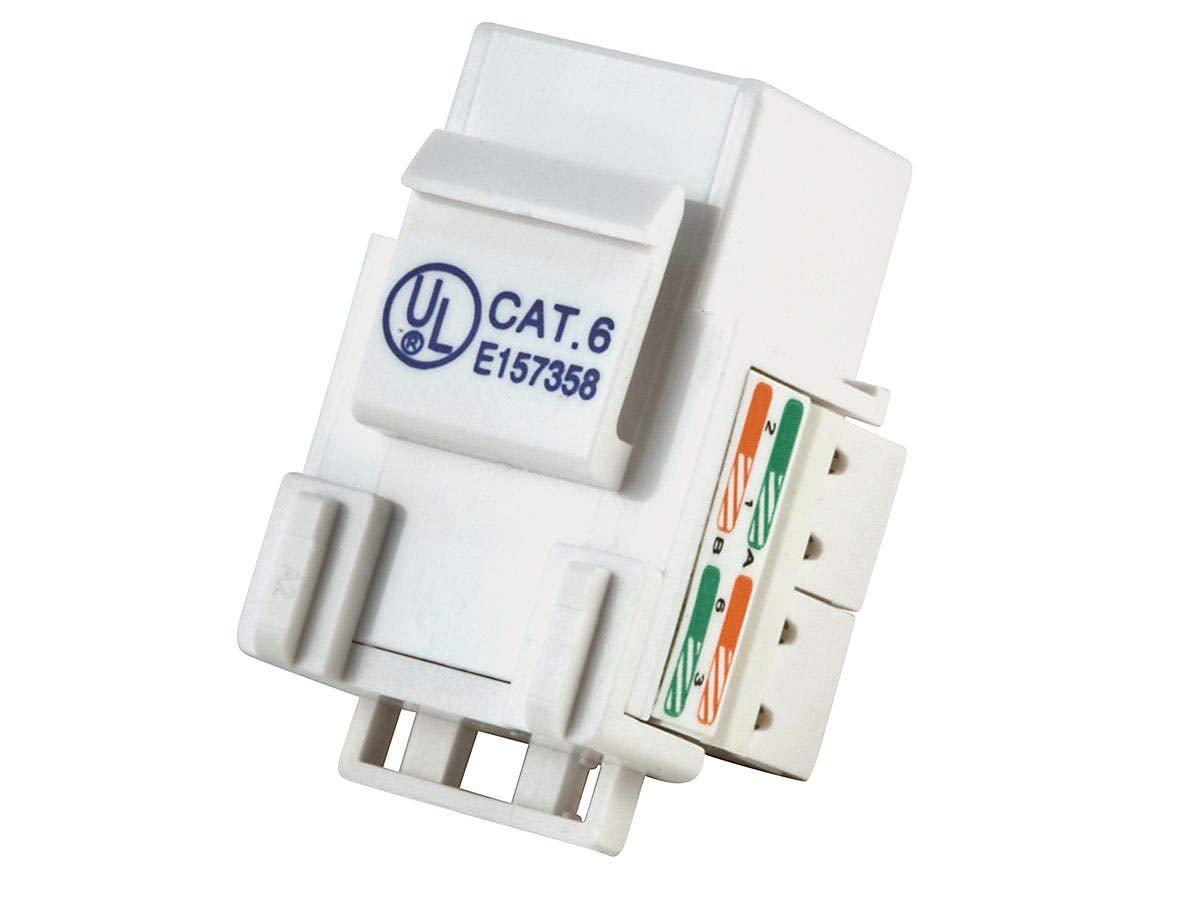 Monoprice Cat6 Punch Down Keystone Jack   Supports 22 24Awg Solid Wire, White
