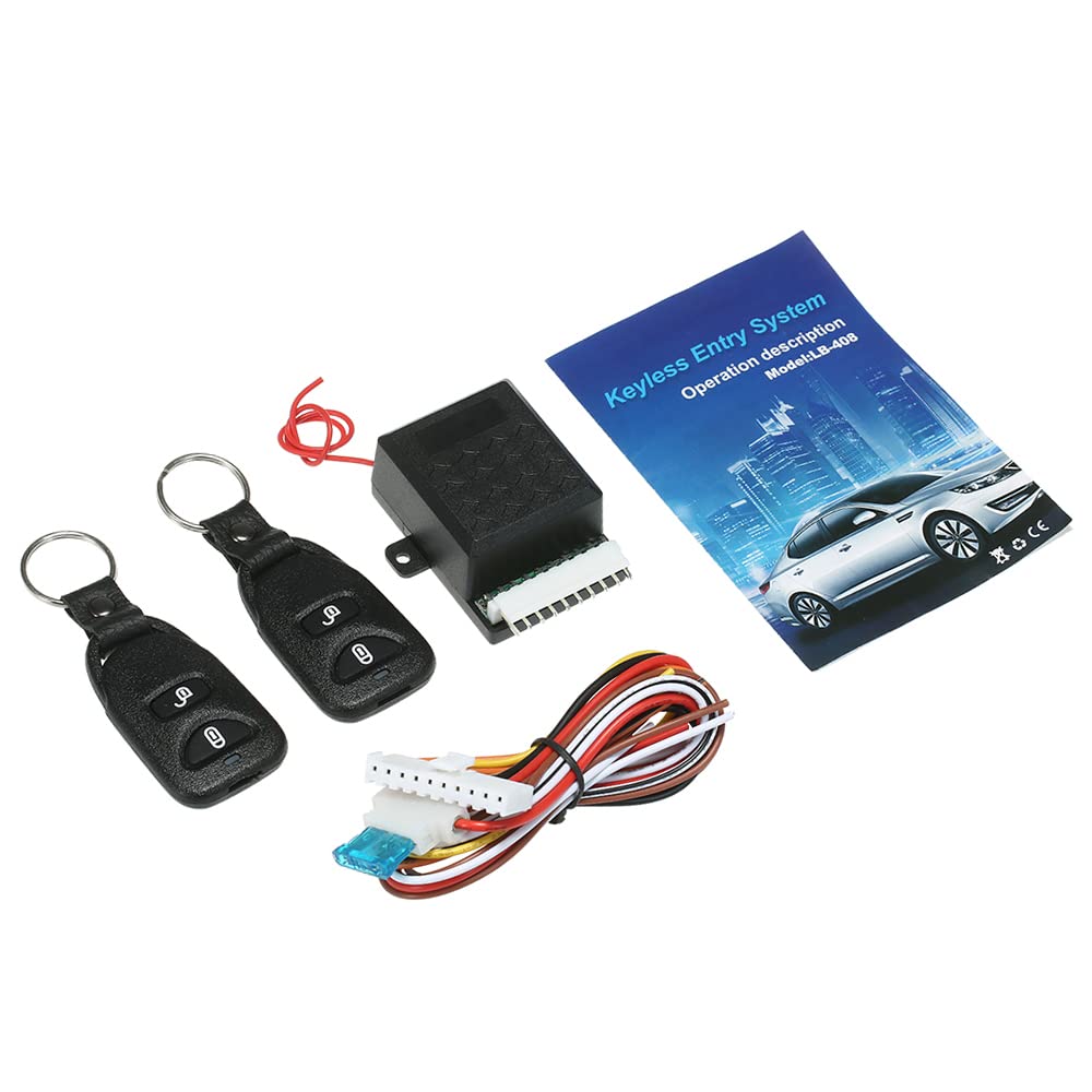Shkalacar 12V Universal Car Auto Remote Central Kit, Door Locking Vehicle Keyless Entry System,Auto Remote Lock System With 2 Re