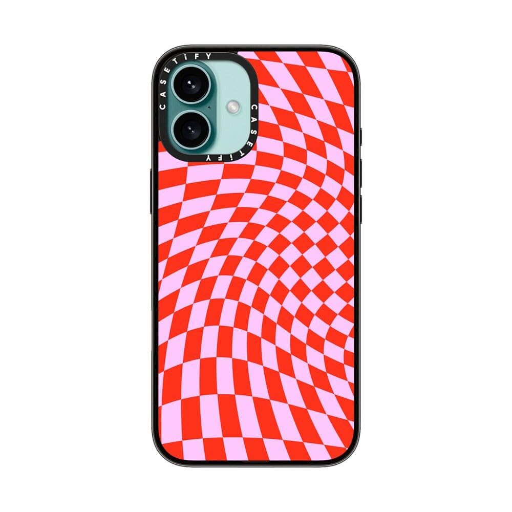 Casetify Compact Case For Iphone 16 Plus [Lightweight / 4 Ft. 2X Military Grade Drop Protection/Slim]   Strawberry Checkers   Cl