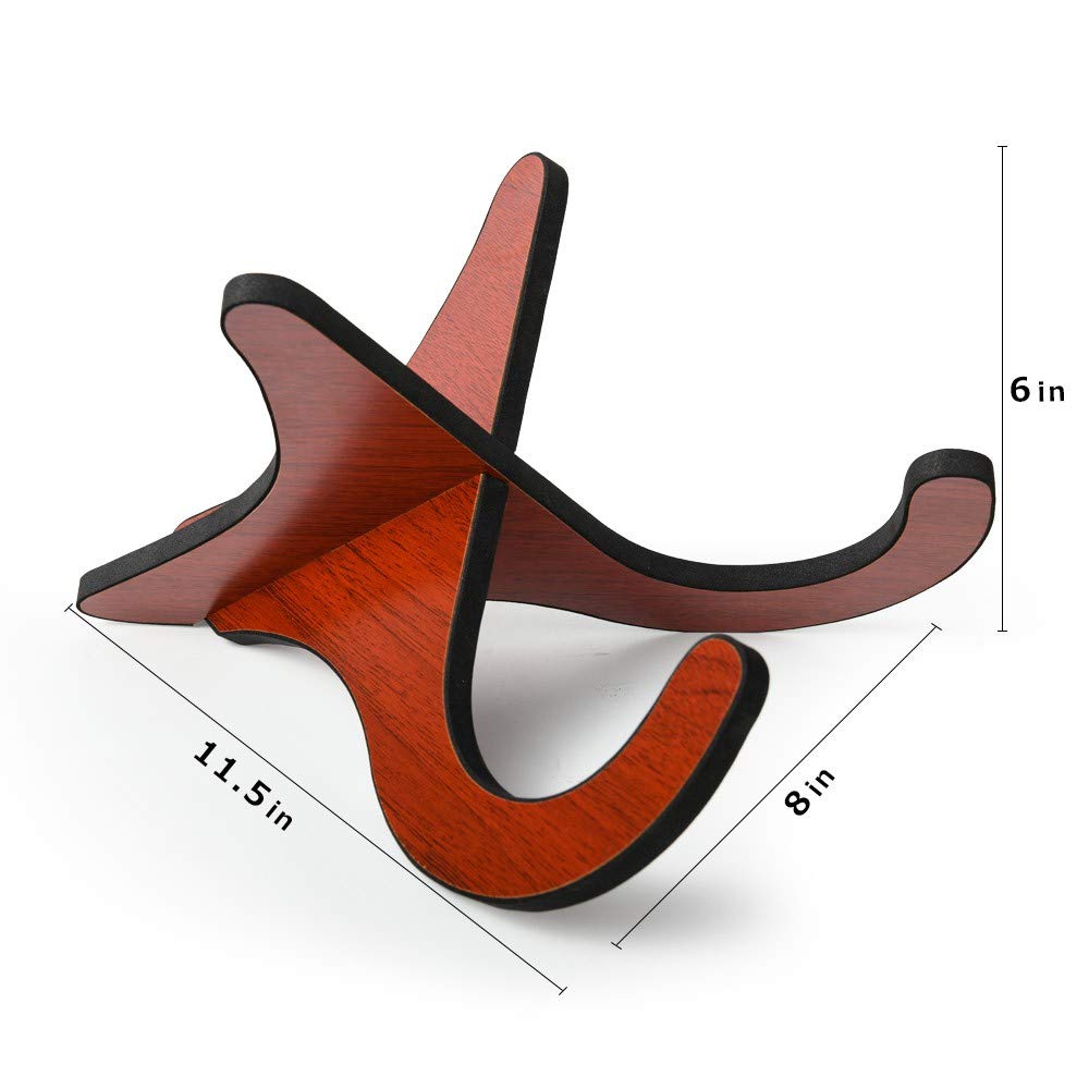 Lalaoks Wooden Ukulele Stand Violin Mandolin Folding Portable Stand (Rosewood)