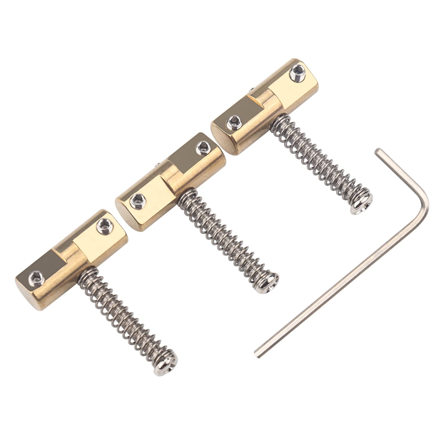3Pcs Wtb 10.8Mm Brass Guitar Compensated Telecaster Saddles Set With Wrench For Fender Vintage Style Tele Bridge Electric Guitar