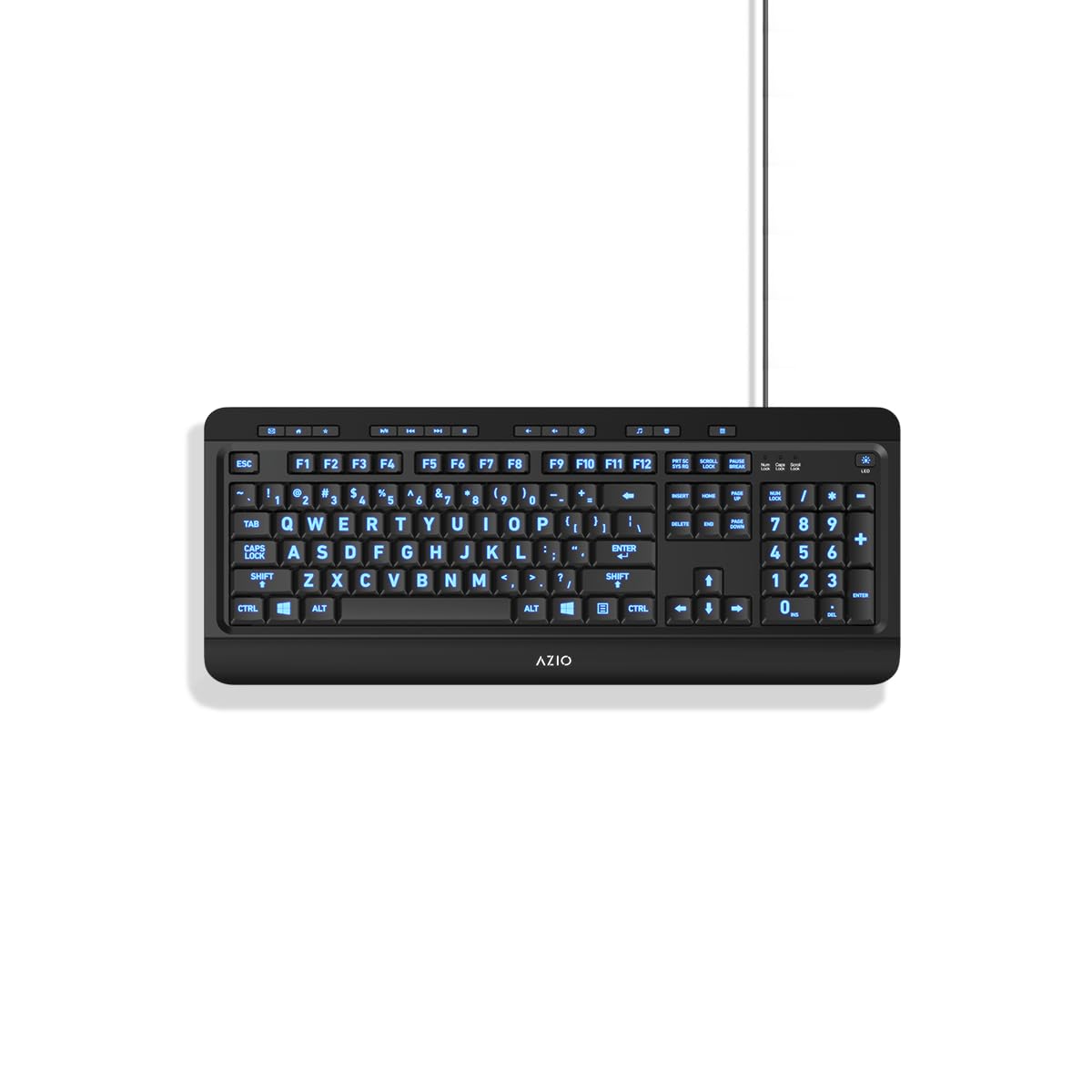 Azio Large Print Keyboard   Usb Computer Keyboard With 3 Interchangeable Backlight Colors (Kb505U)