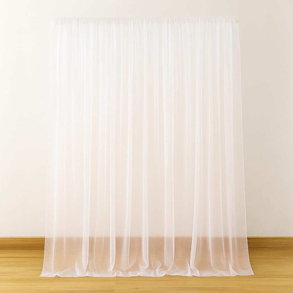The Party Lounge White Backdrop For Decoration1 Pc | White Net Curtain | Canopy Tent For Decorations | Ganpati Decoration Setup