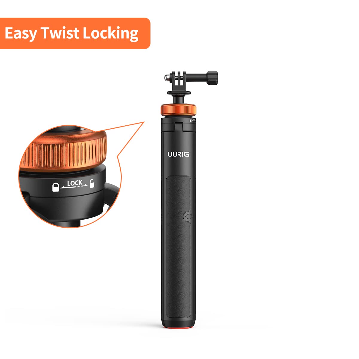 Uurig Telescopic Selfie Stick Long With Tripod, Waterproof Hand Grip, For Insta360 Gopro Hero 10 9 8 7 6 5 4 3 2, Fusion, Max, Session, Akaso, Sjcam, Dji Osmo Gopro
