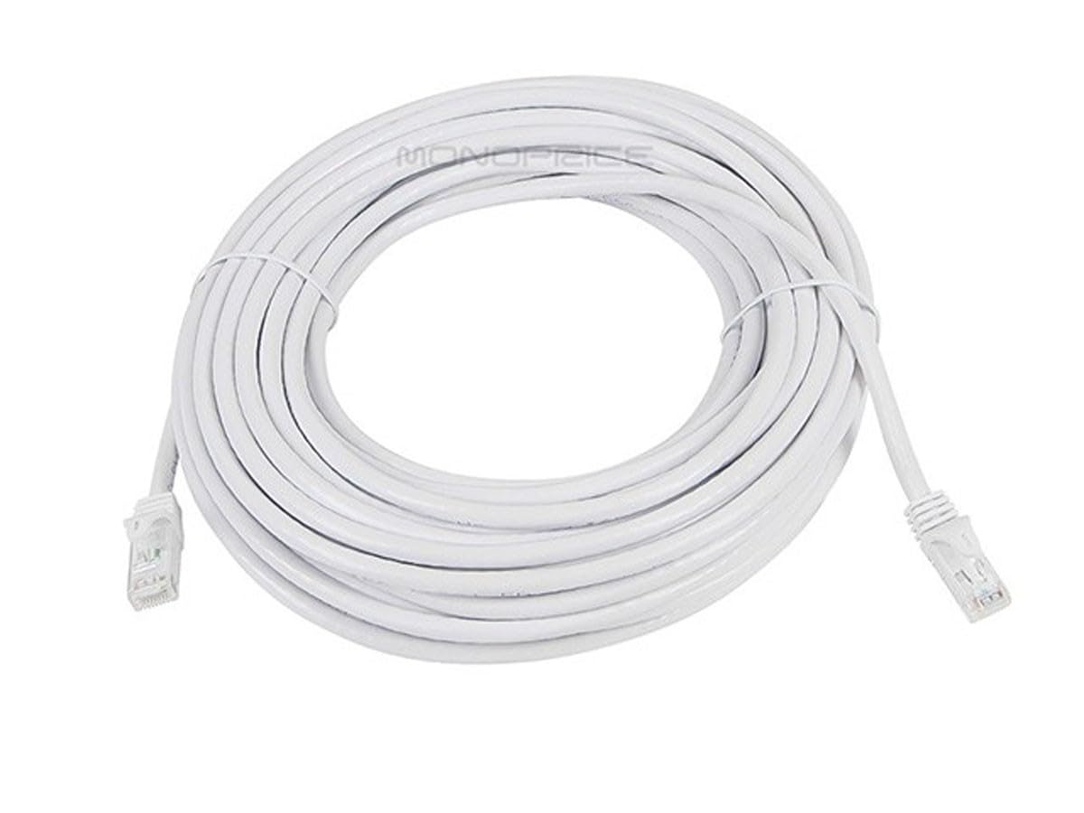 Monoprice Cat6 50Ft White Patch Cable Utp 24Awg 550Mhz Pure Bare Copper Snagless Rj45 Flexboot Series Ethernet Cable