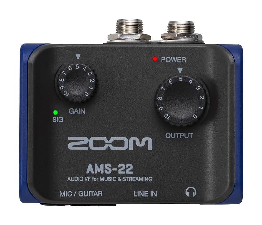 Zoom Ams-22 Audio Interface, 1 Xlr/Trs Input, Stereo Line Input, 2 Outputs, Loopback, Direct Monitoring, Bus-Powered, For Record