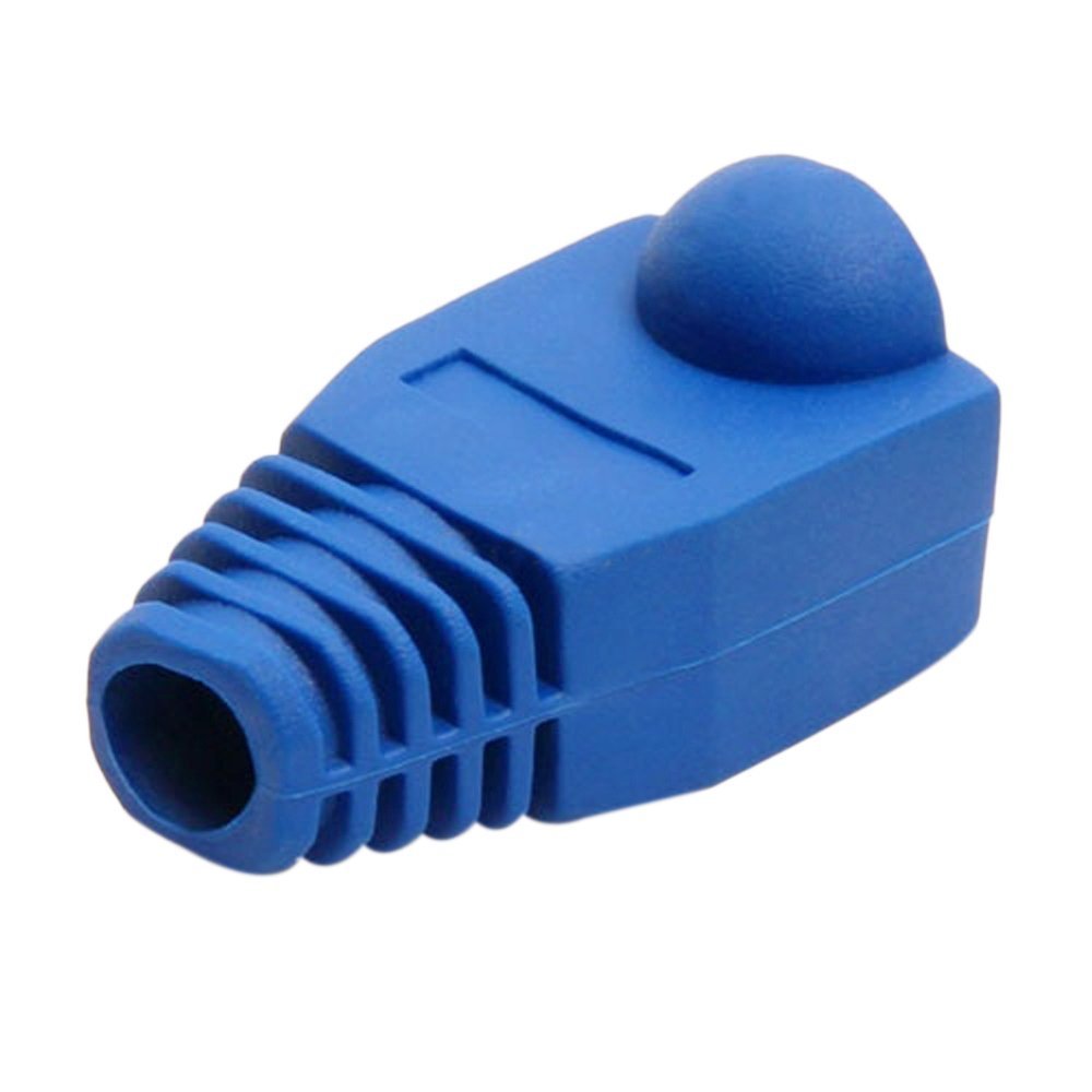 Rilexawhile 100 Pcs Blue Soft Plastic Cat5E Cat6 Ethernet Rj45 Cable Cap Connector Boots Plug Cover Strain Relief Boots (Blue)