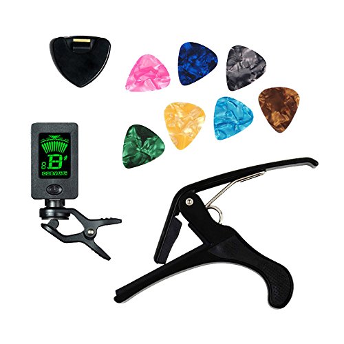 Futaba Guitar 4 In 1 Guitar Tuner + Capo + Pick Holder + 7 Picks
