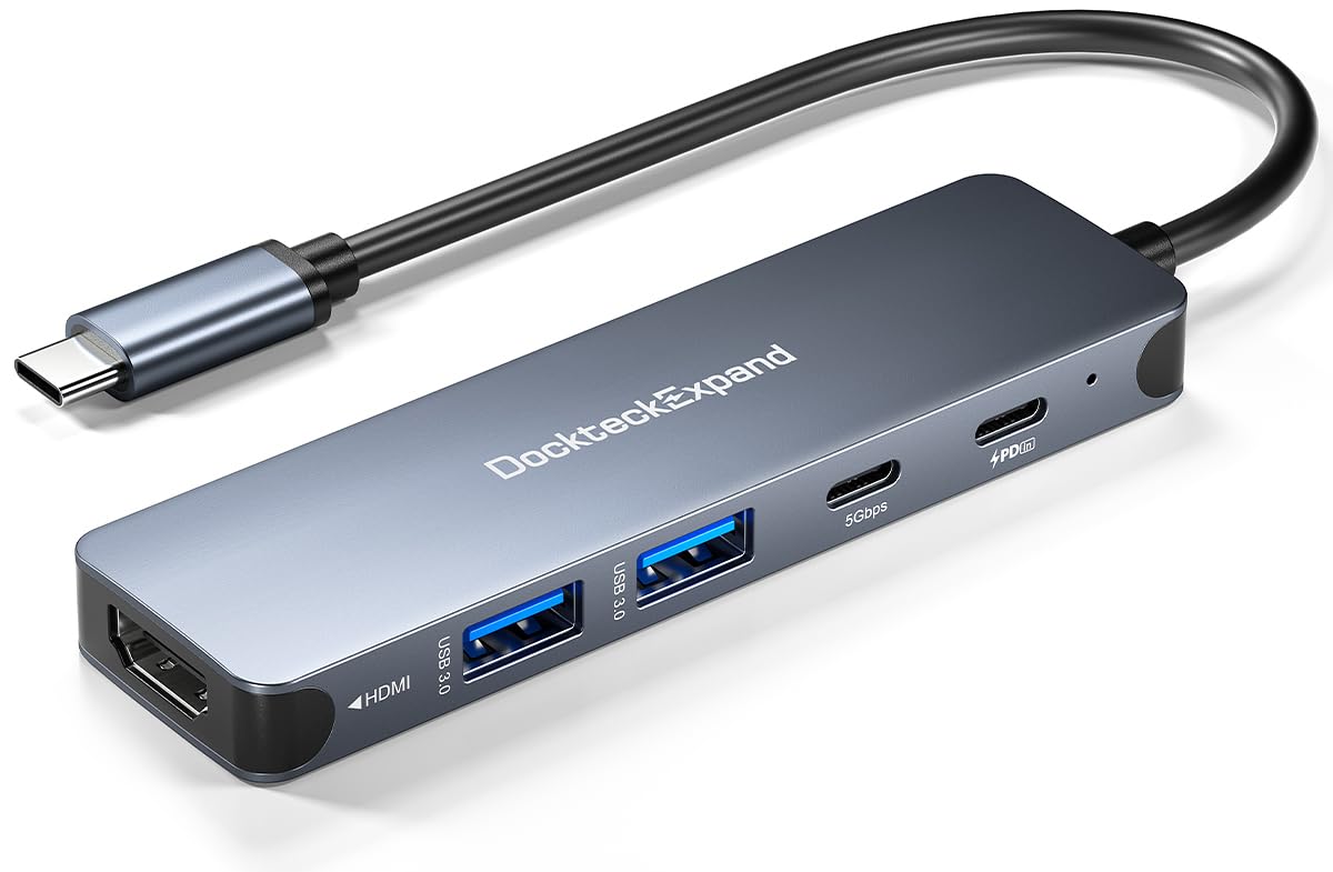 Usb C Hub, Dockteckexpand Usb C To Usb Adapter (5 In 1) With 4K Hdmi, 100W Power Delivery, 5Gbps Usb C Data Port & 2 5Gbps Usb A