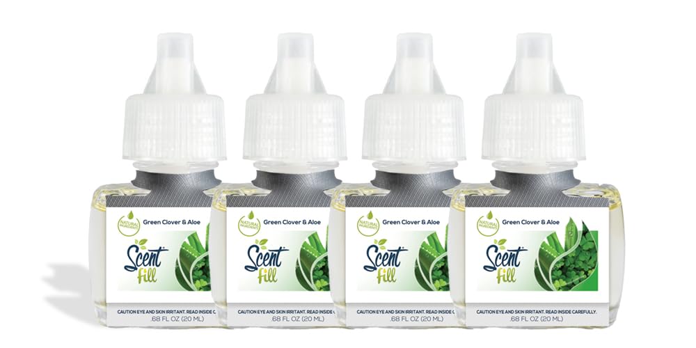 Scent Fill Green Clover & Aloe Plug In Air Freshener, 4 Scented Oil Refills