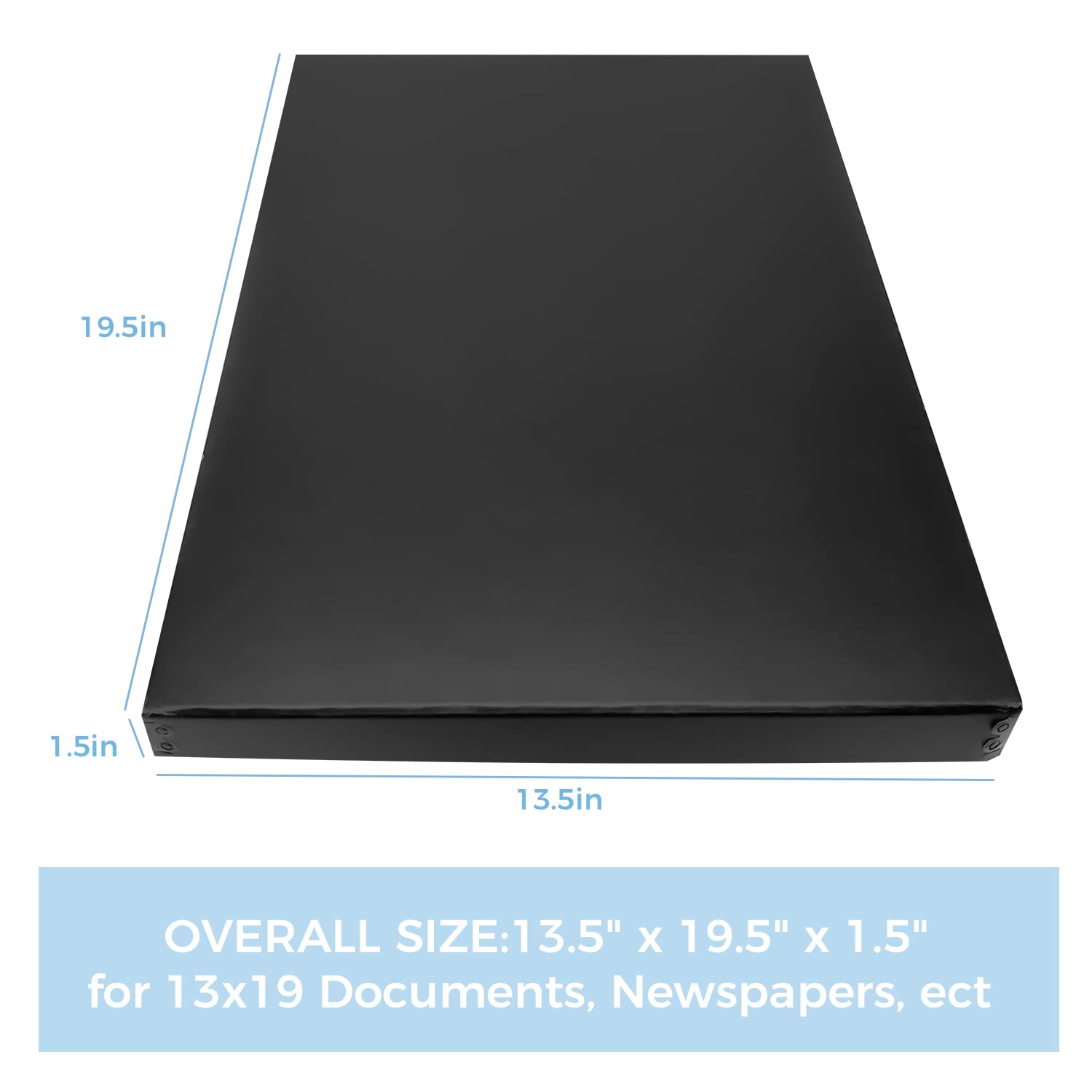 Lineco, Black 13X19 Museum Storage Box Removable Lid And Drop Front Design 13.5' X 19.5' X 1.5'. Archival With Metal Edge. Preserve Longevity, Photos, Documents, Cards, Magazines, Prints, Pack Of 2