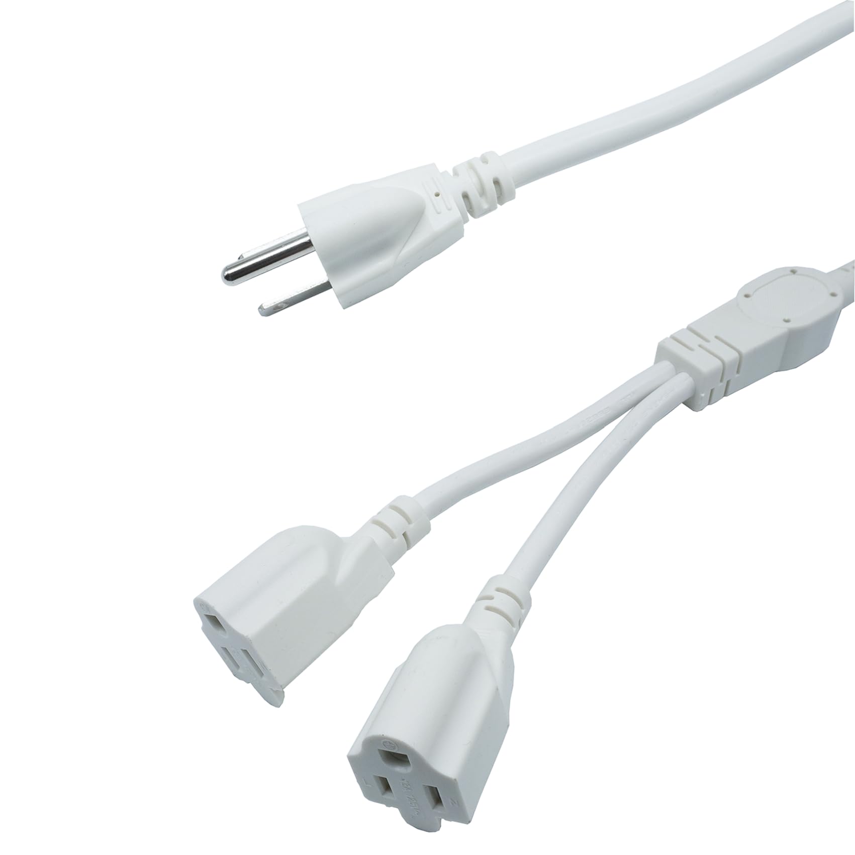 3 Prong Extension Cord Splitter, Indoor Outdoor 1.5 Ft Power Cord Splitter 1 To 2, Sjt 16Awg Dual Extension Cord Outlet Splitter