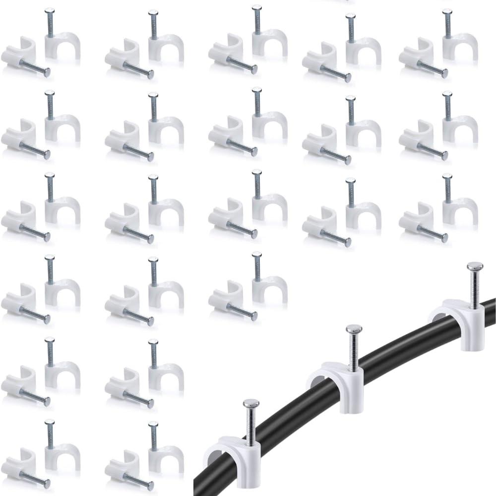 HiPlasst 4Mm 300Pack Cable Clips  Metal Nail Wire Fasteners For Wall Cable Management | Cord Organizer For Hdmi, Wifi Router,