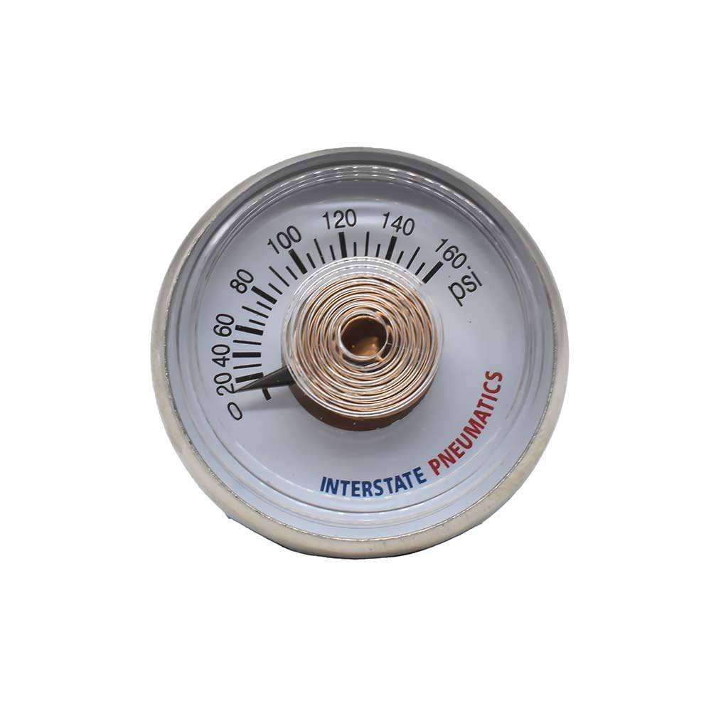 Interstate Pneumatics G2100 160 Pressure Gauge 160 Psi 1.25 Inch Diameter 1/8 Inch Npt Rear Mount
