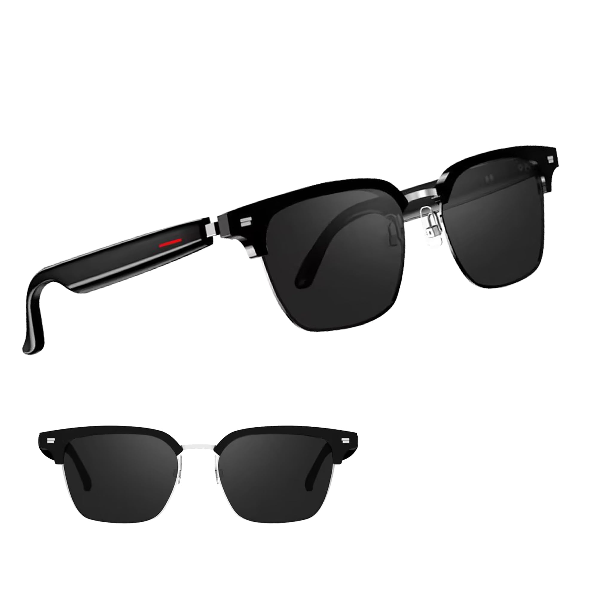 ToPanda Smart Audio Glasses (3rd Gen), TWS Open Ear Speakers with Bluetooth 5.0 Connectivity for Gaming Meeting. (Black/Silver-S